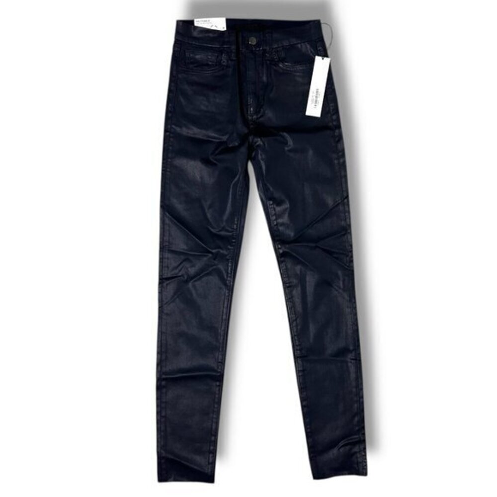 NWT Joe's Jeans The Charlie High Rise Skinny Coated Midnight Oil Raw Hem Sz 25